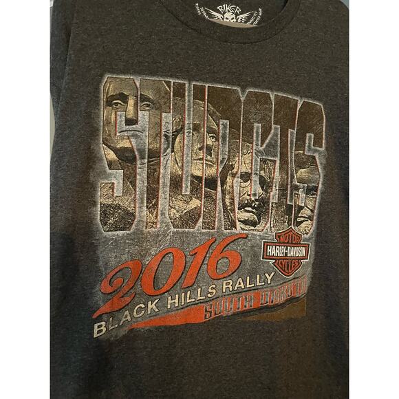 Sturgis 2016 Black Hills Rally Biker Built Harley Davidson T-shirt  Mt Rushmore - Picture 3 of 6